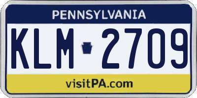 PA license plate KLM2709