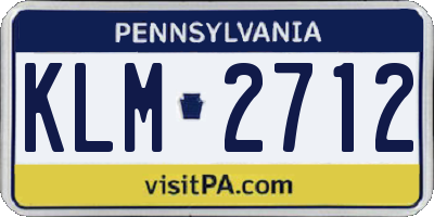 PA license plate KLM2712