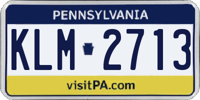 PA license plate KLM2713