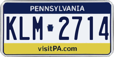 PA license plate KLM2714