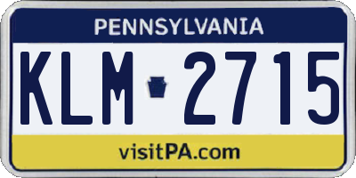 PA license plate KLM2715