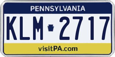 PA license plate KLM2717