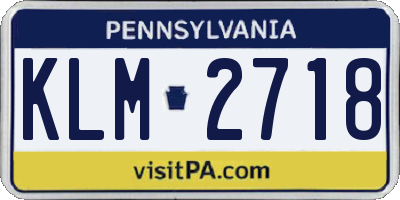 PA license plate KLM2718