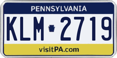 PA license plate KLM2719
