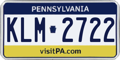 PA license plate KLM2722