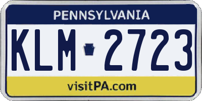 PA license plate KLM2723