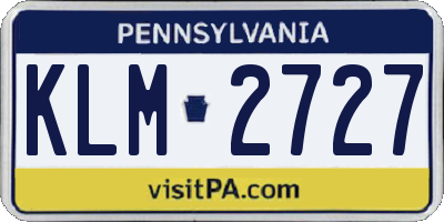 PA license plate KLM2727