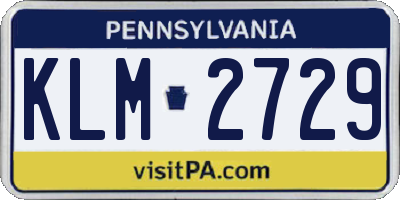 PA license plate KLM2729