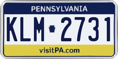 PA license plate KLM2731