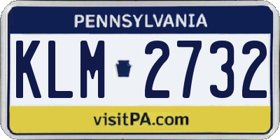 PA license plate KLM2732