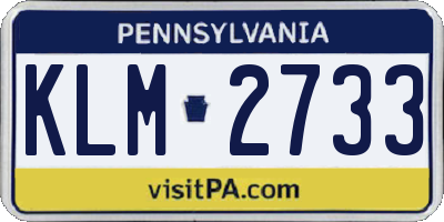 PA license plate KLM2733