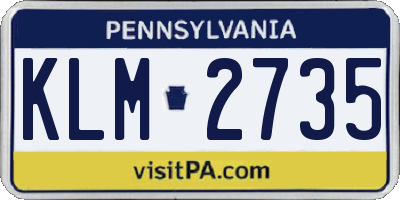 PA license plate KLM2735