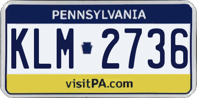 PA license plate KLM2736