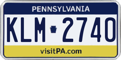 PA license plate KLM2740