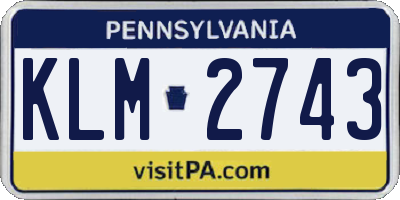 PA license plate KLM2743