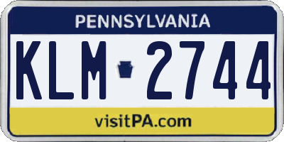 PA license plate KLM2744
