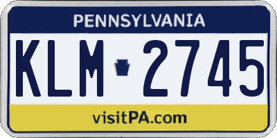 PA license plate KLM2745