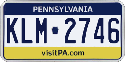 PA license plate KLM2746