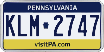 PA license plate KLM2747