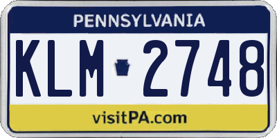 PA license plate KLM2748