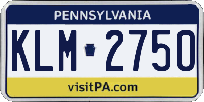 PA license plate KLM2750
