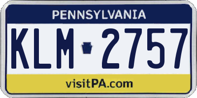 PA license plate KLM2757