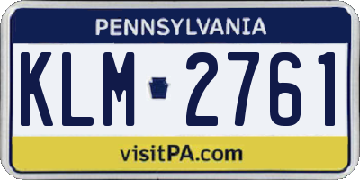 PA license plate KLM2761