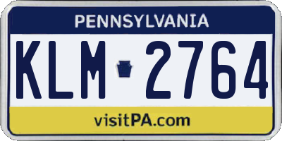 PA license plate KLM2764