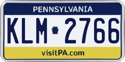PA license plate KLM2766