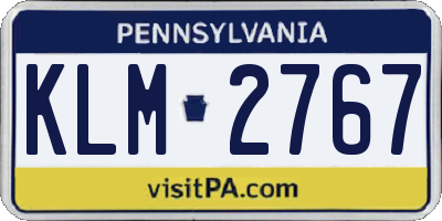PA license plate KLM2767
