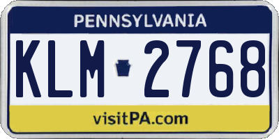 PA license plate KLM2768