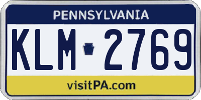 PA license plate KLM2769