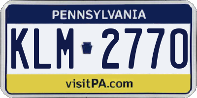 PA license plate KLM2770
