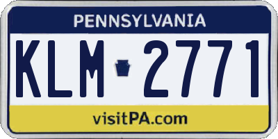 PA license plate KLM2771