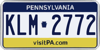 PA license plate KLM2772