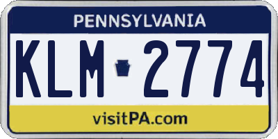 PA license plate KLM2774