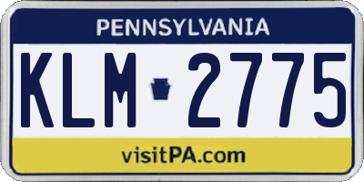 PA license plate KLM2775