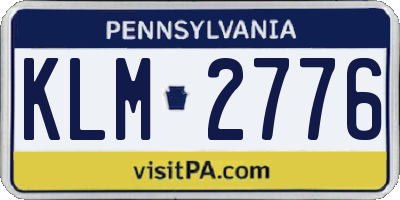PA license plate KLM2776