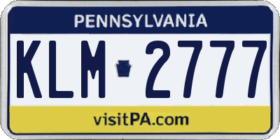 PA license plate KLM2777
