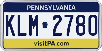 PA license plate KLM2780
