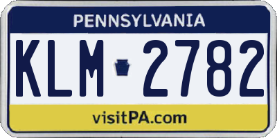 PA license plate KLM2782