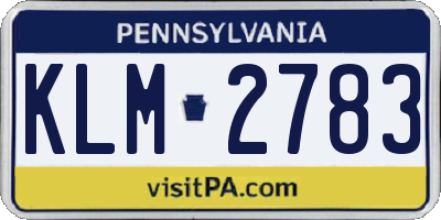 PA license plate KLM2783