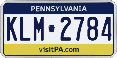 PA license plate KLM2784