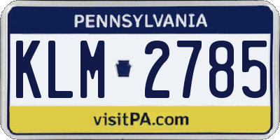 PA license plate KLM2785