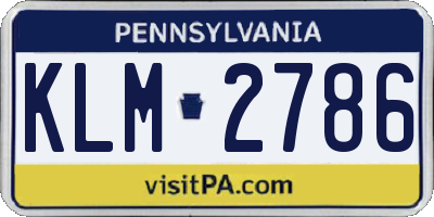 PA license plate KLM2786