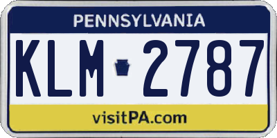 PA license plate KLM2787