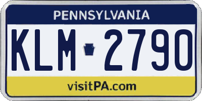 PA license plate KLM2790