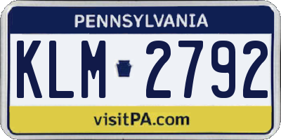 PA license plate KLM2792