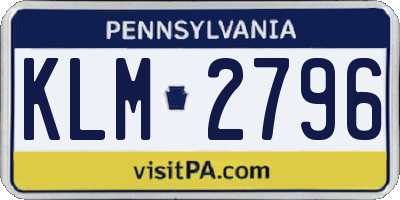 PA license plate KLM2796