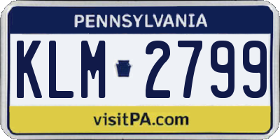 PA license plate KLM2799